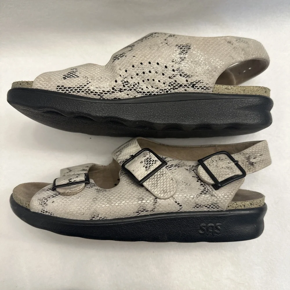 SAS Women's Relaxed Heel Strap Sandals Snake Print Tripad Comfort 6.5 M
